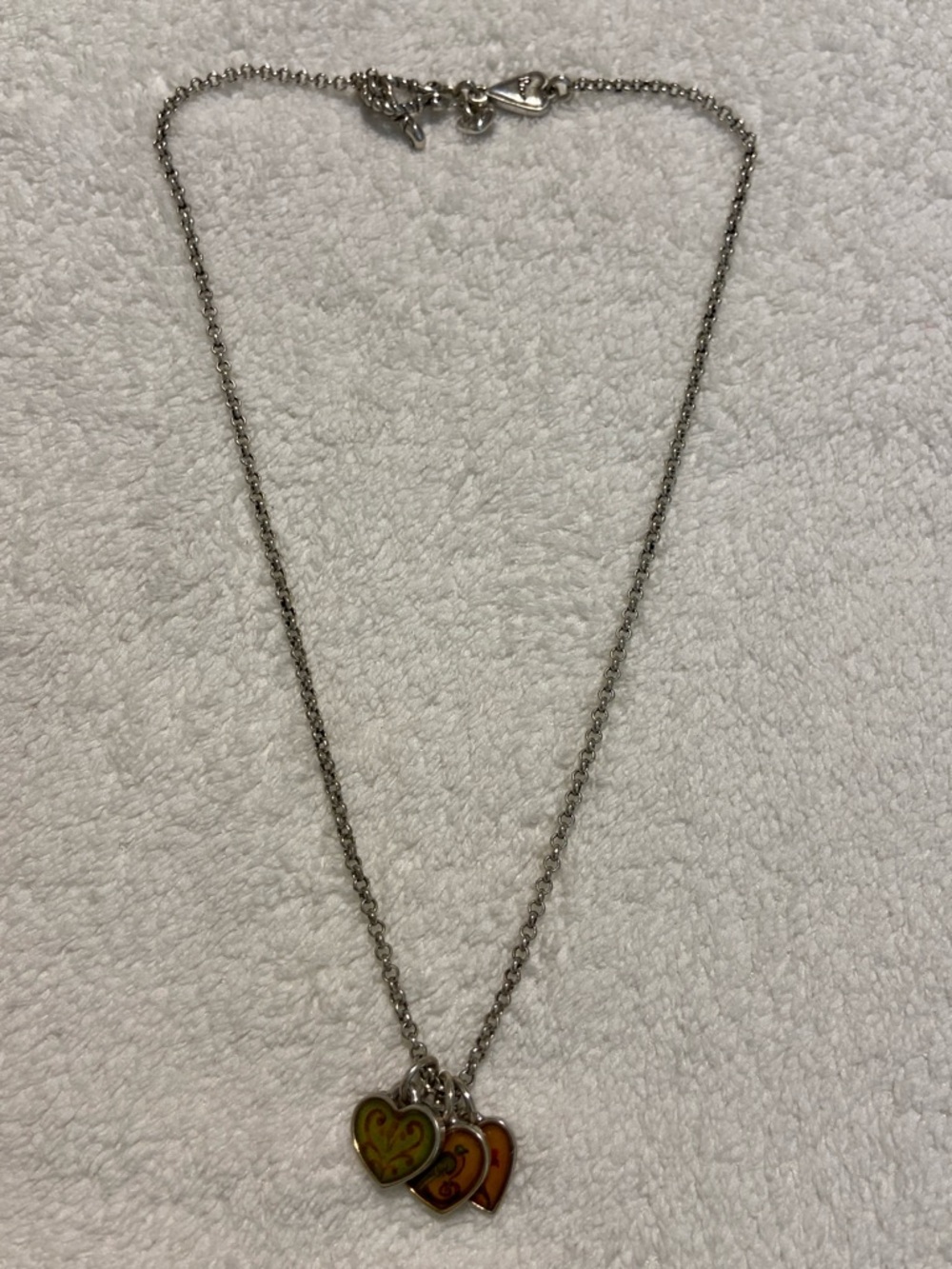 Brighton Silver Chain Love Necklace with Triple Heart Charms